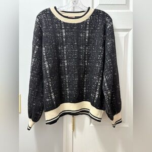 KERISMA Angora Blend Black/White Crew Neck Sweater Size S/M
